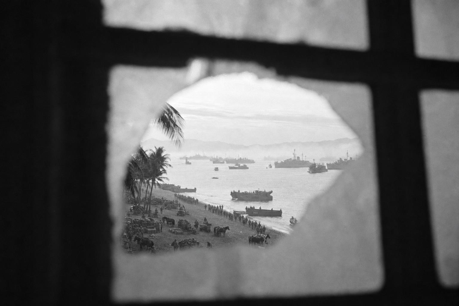 The Japanese landing seen through the shuttered window