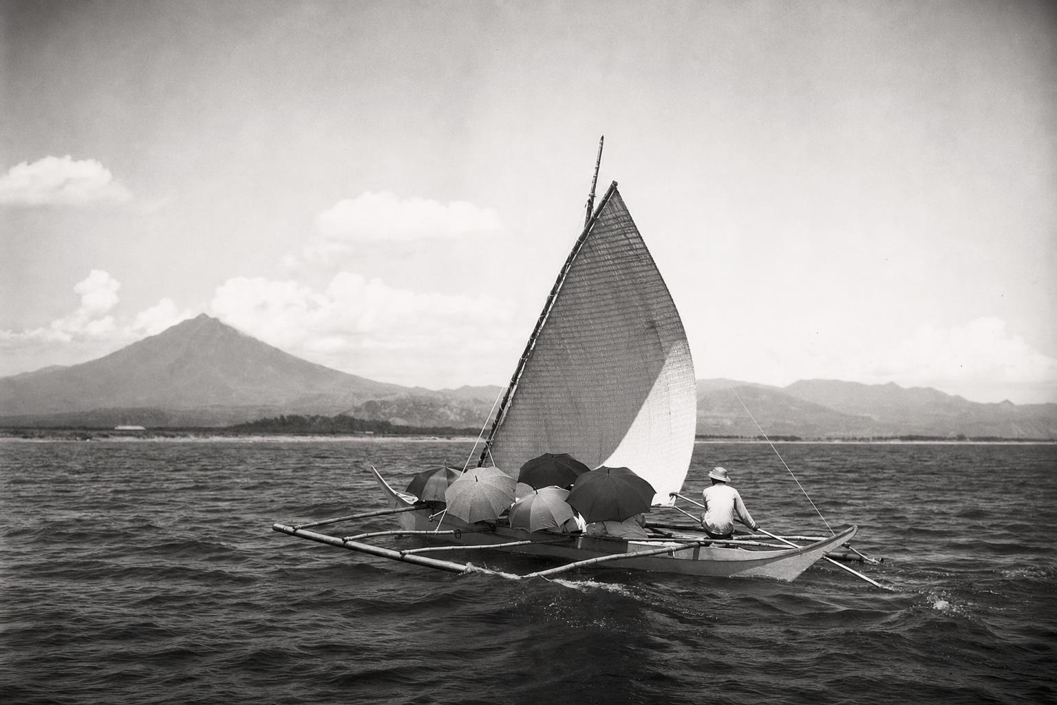 Crossing to San Miguel Island under umbrellas