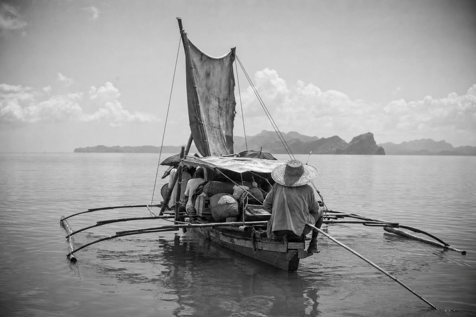 Becalmed on the all-day voyage to Goa